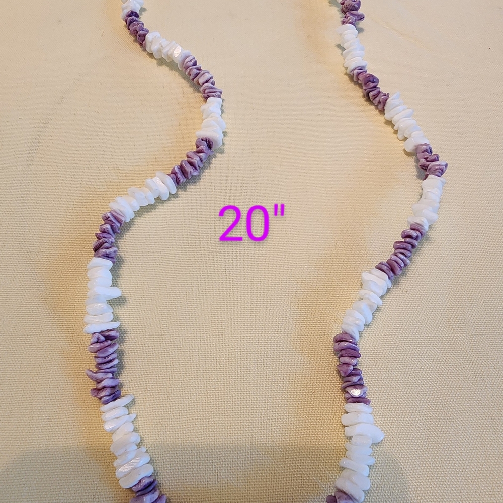 Chic Purple and White Beaded Necklace